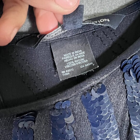 French Connection Radiant Navy Blue sequin dress - Picture 3 of 8